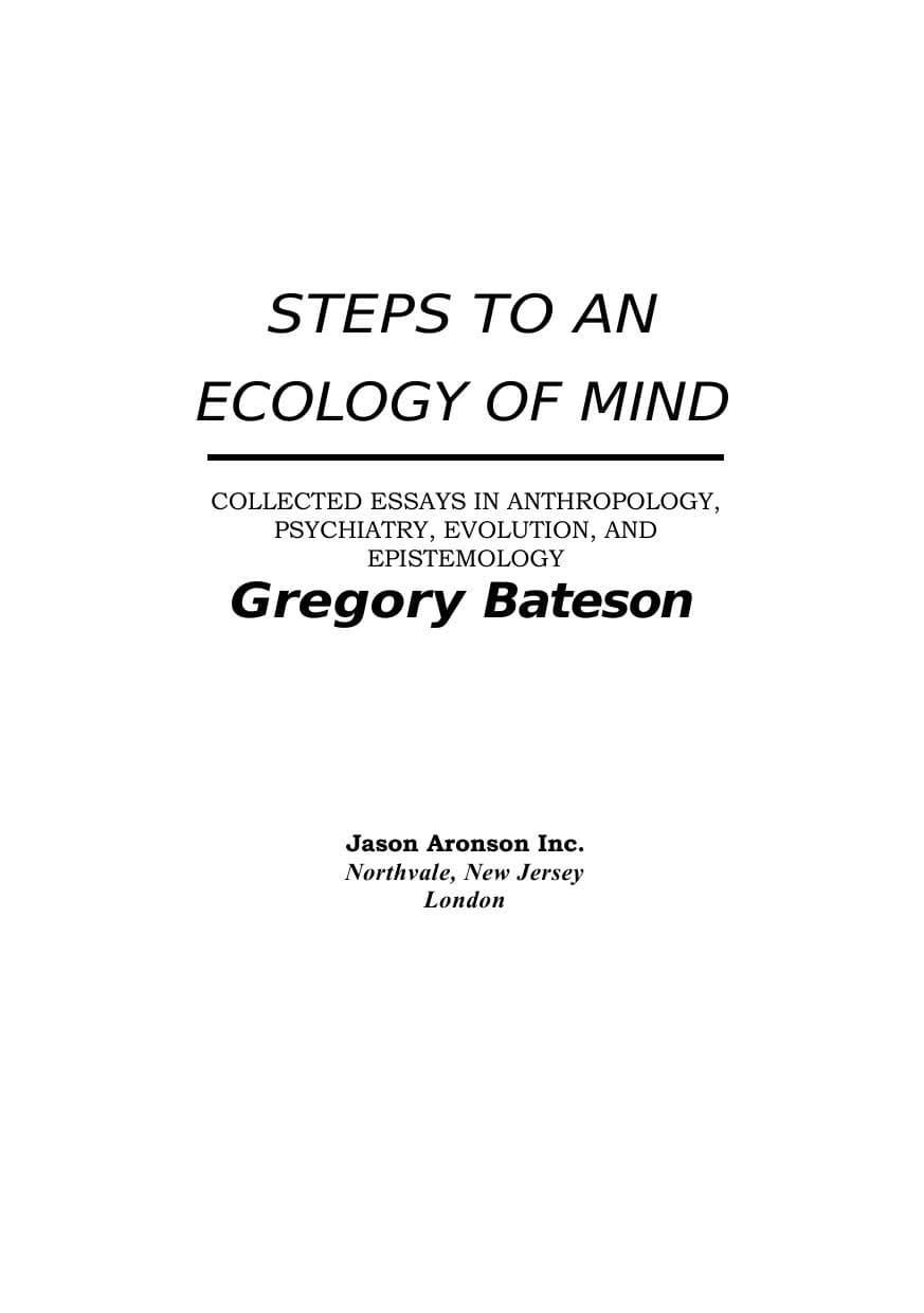 Steps to an Ecology of Mind cover